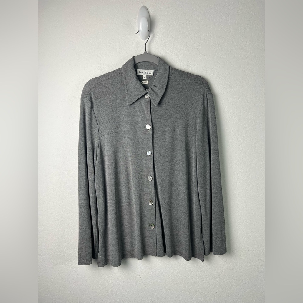Harlow Gray Long Sleeve Shell Button Down Shirt Jacket